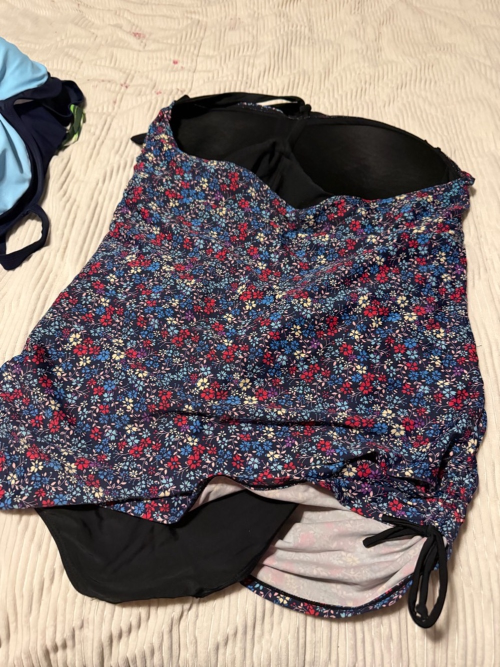 Floral Navy Tankini Swim Top with Built-In Bra